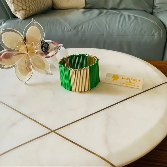 NWT Rare AMRITA SINGH Sylvana CHIC WATERFALL Bracelet in Evergreen and Gold - Picture 3 of 9